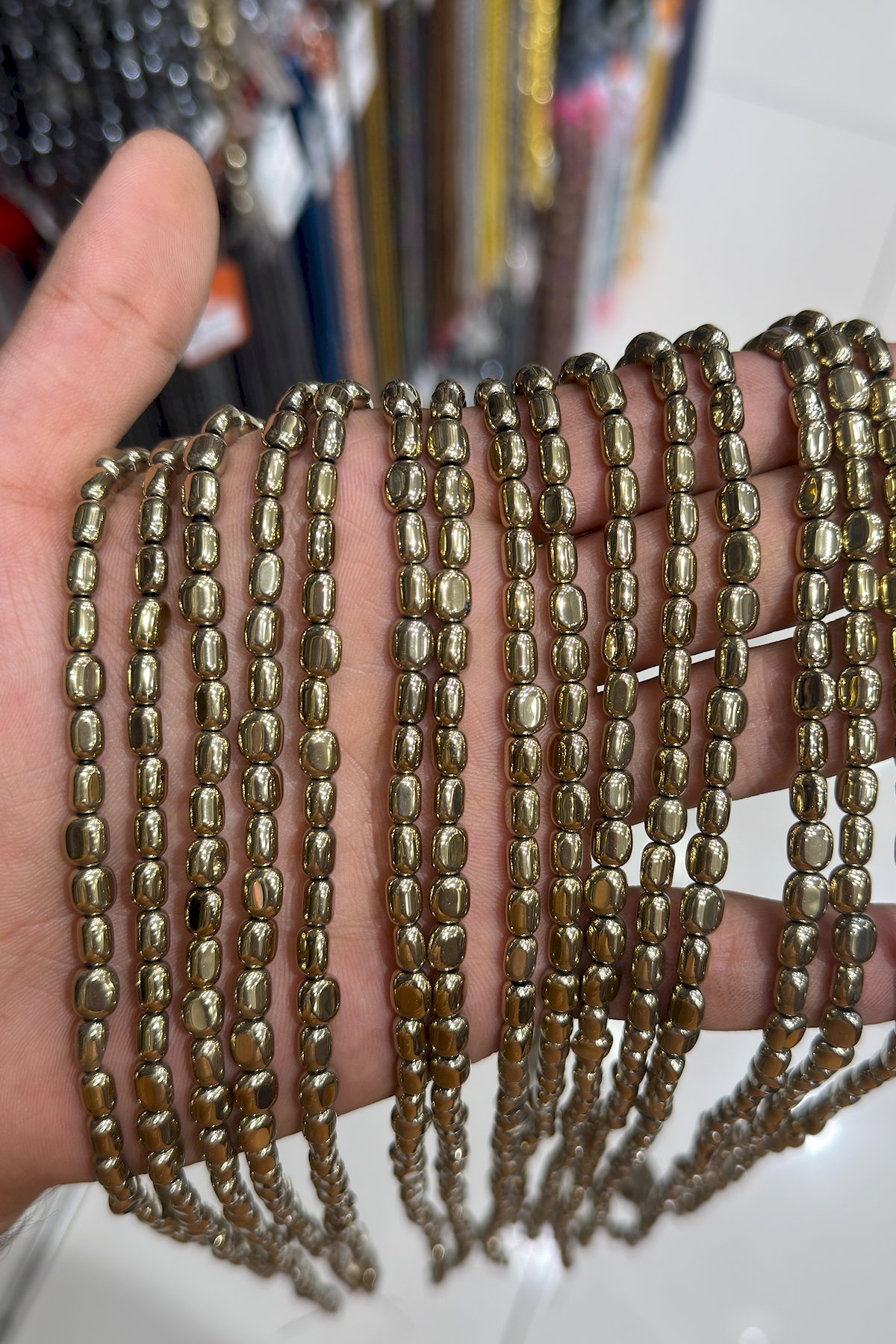 Hematite Natural Stone Shiny Antique Yellow Tumbler Cut 5x6mm String Of Beads