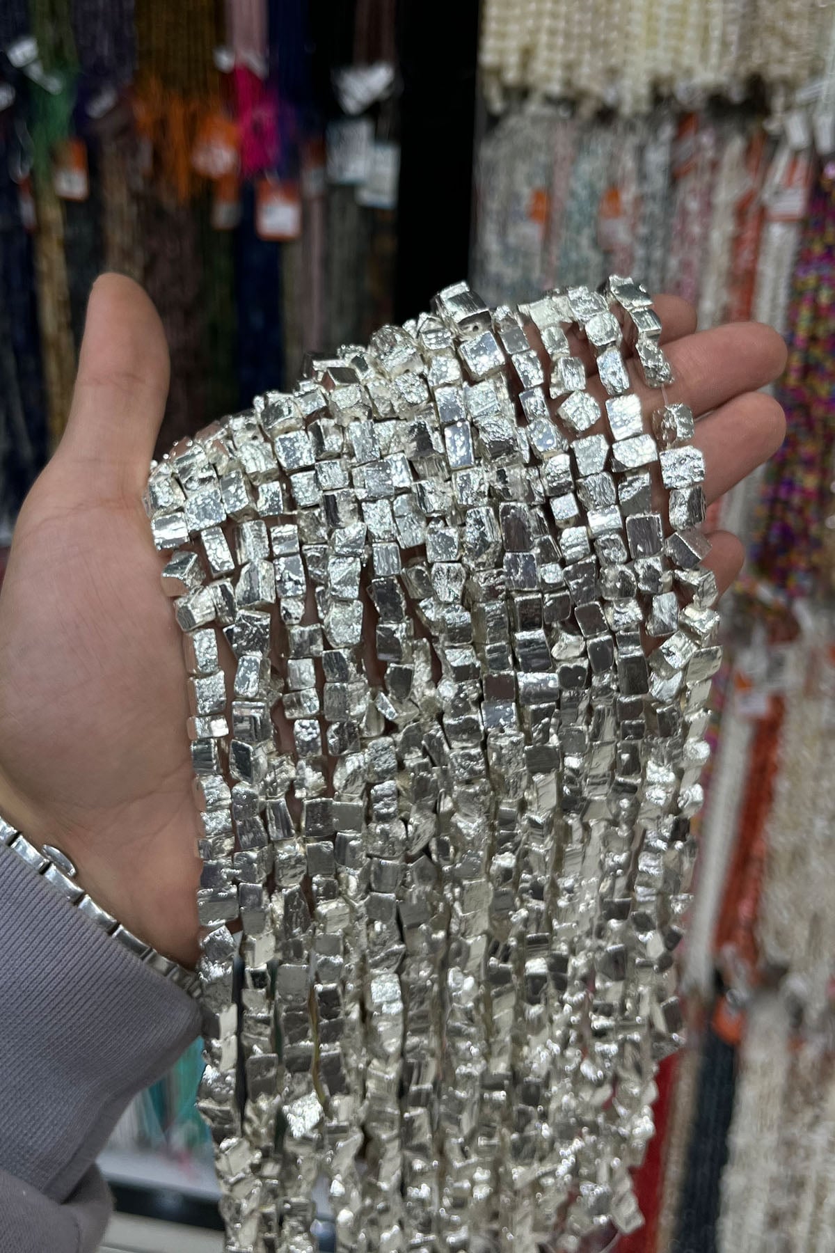 Hematit Taşı Yassı Kesim Parlak Gümüş 8x12mm Doğal Taş Dizi