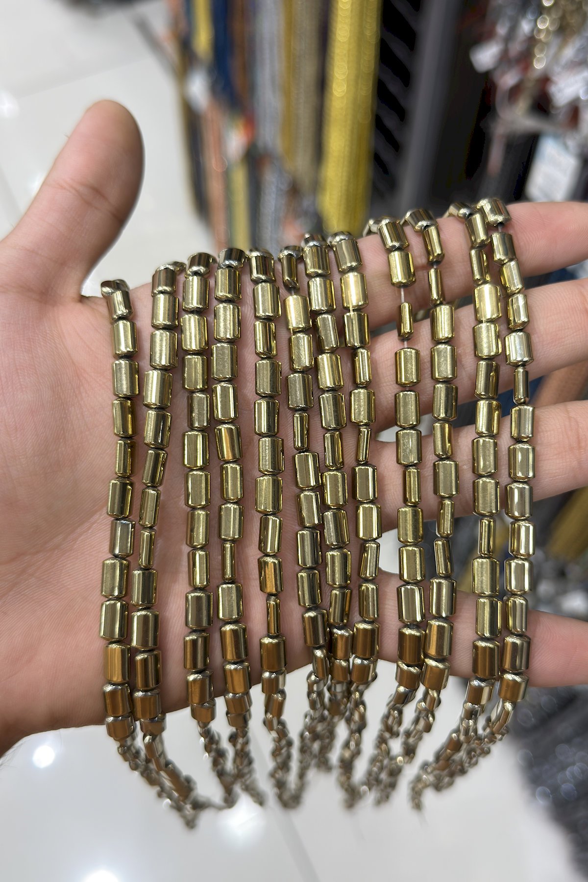 Hematit Taşı Yassı Kesim Parlak Antik Sarı 6x8mm Doğal Taş Dizi