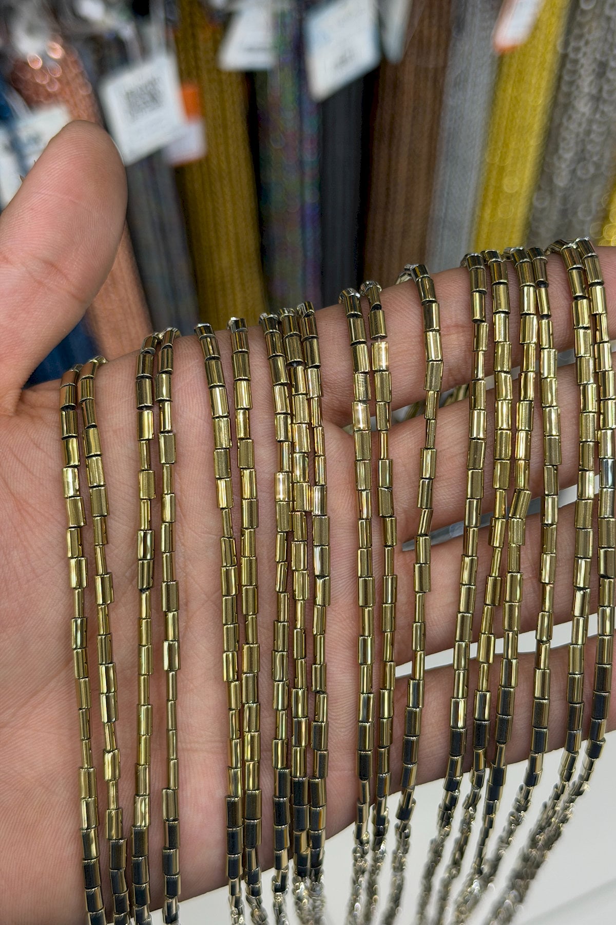Hematit Taşı Yassı Kesim Parlak Antik Sarı 3x5mm Doğal Taş Dizi