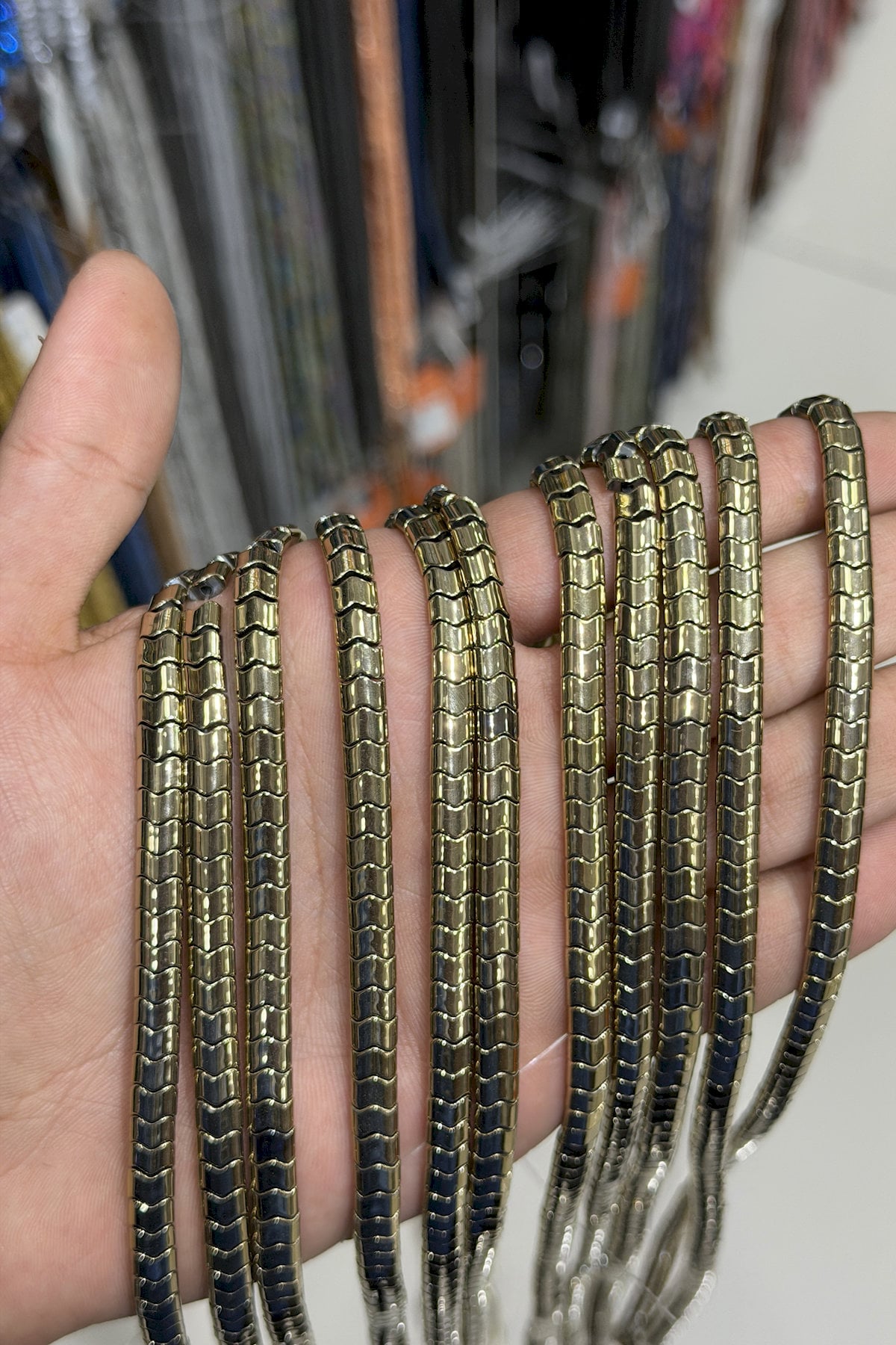 Hematit Taşı Yassı Kesim Parlak Antik Sarı 6x4mm Doğal Taş Dizi