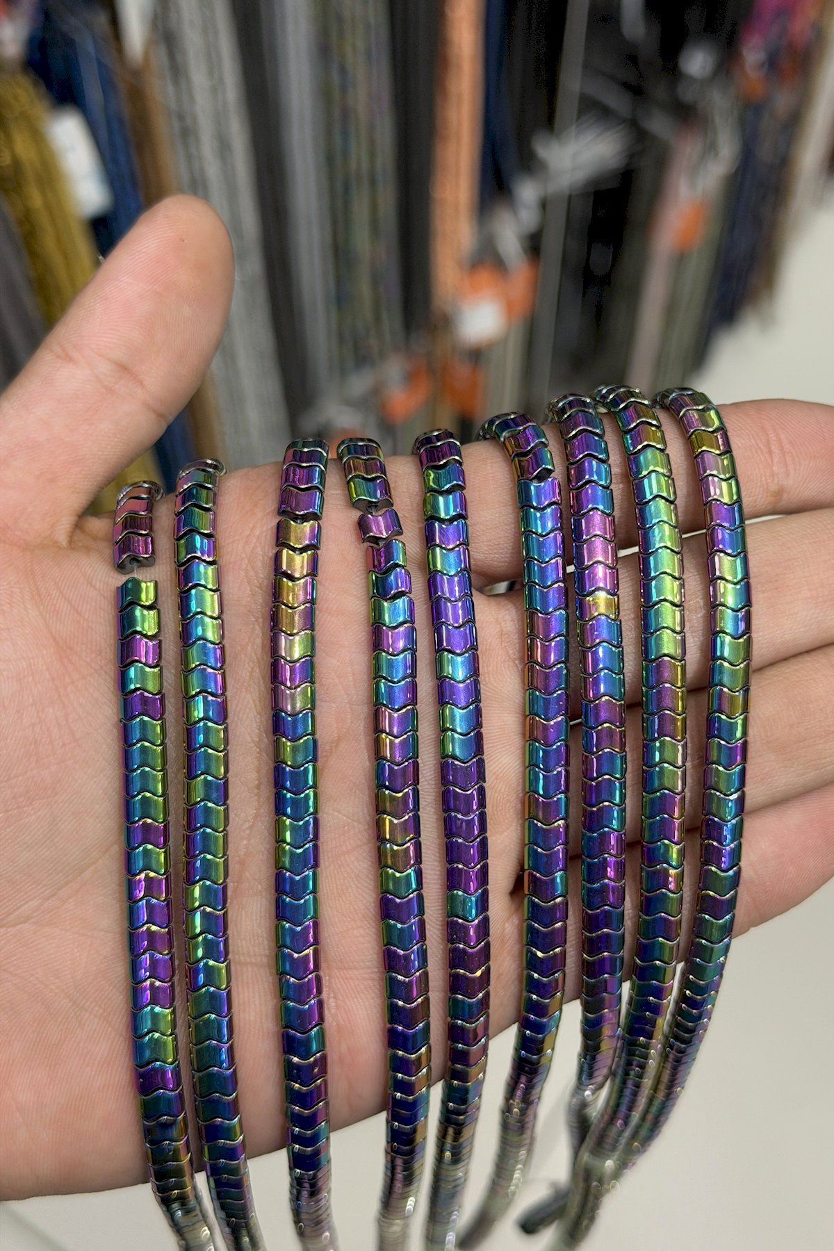 Hematit Taşı Yassı Kesim Parlak Gökkuşağı 6x4mm Doğal Taş Dizi