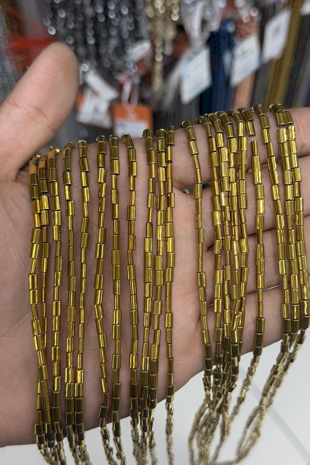 Hematit Taşı Yassı Kesim Parlak Gold 3x5mm Doğal Taş Dizi