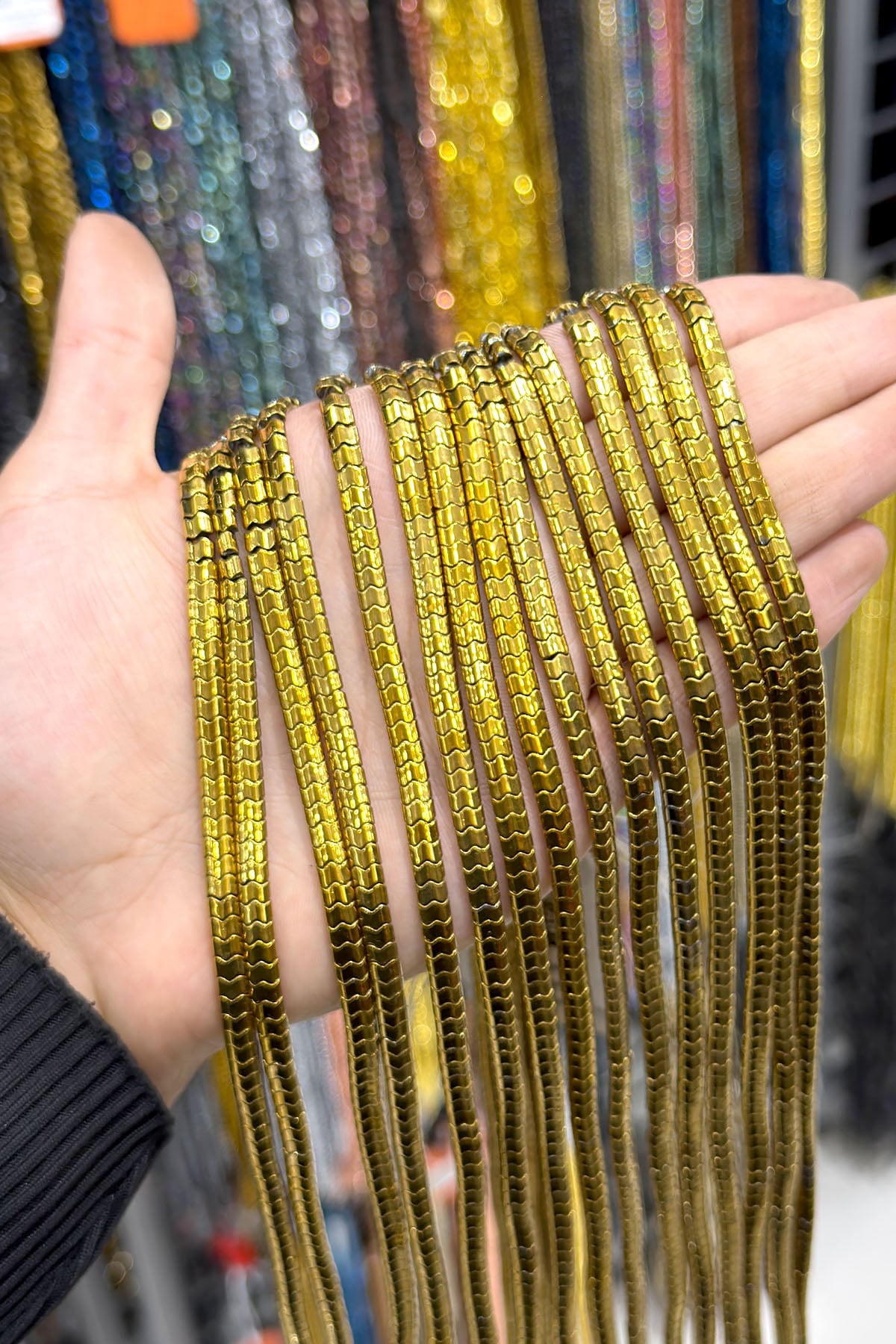 Hematit Taşı Yassı Kesim Parlak Gold 5x4mm Doğal Taş Dizi