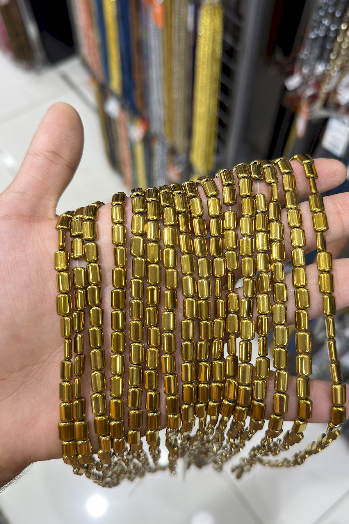 Hematit Taşı Yassı Kesim Parlak Gold 6x8mm Doğal Taş Dizi