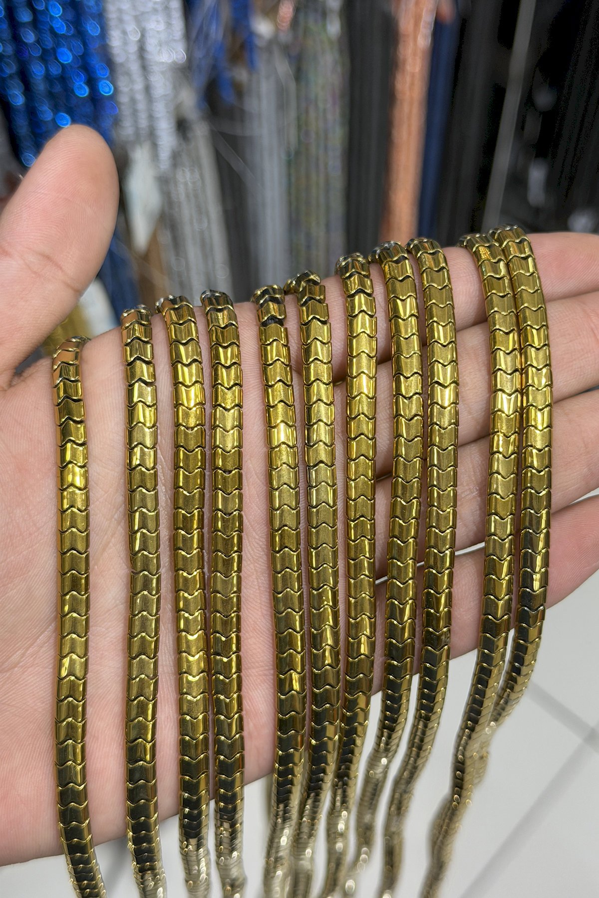 Hematit Taşı Yassı Kesim Parlak Gold 6x4mm Doğal Taş Dizi