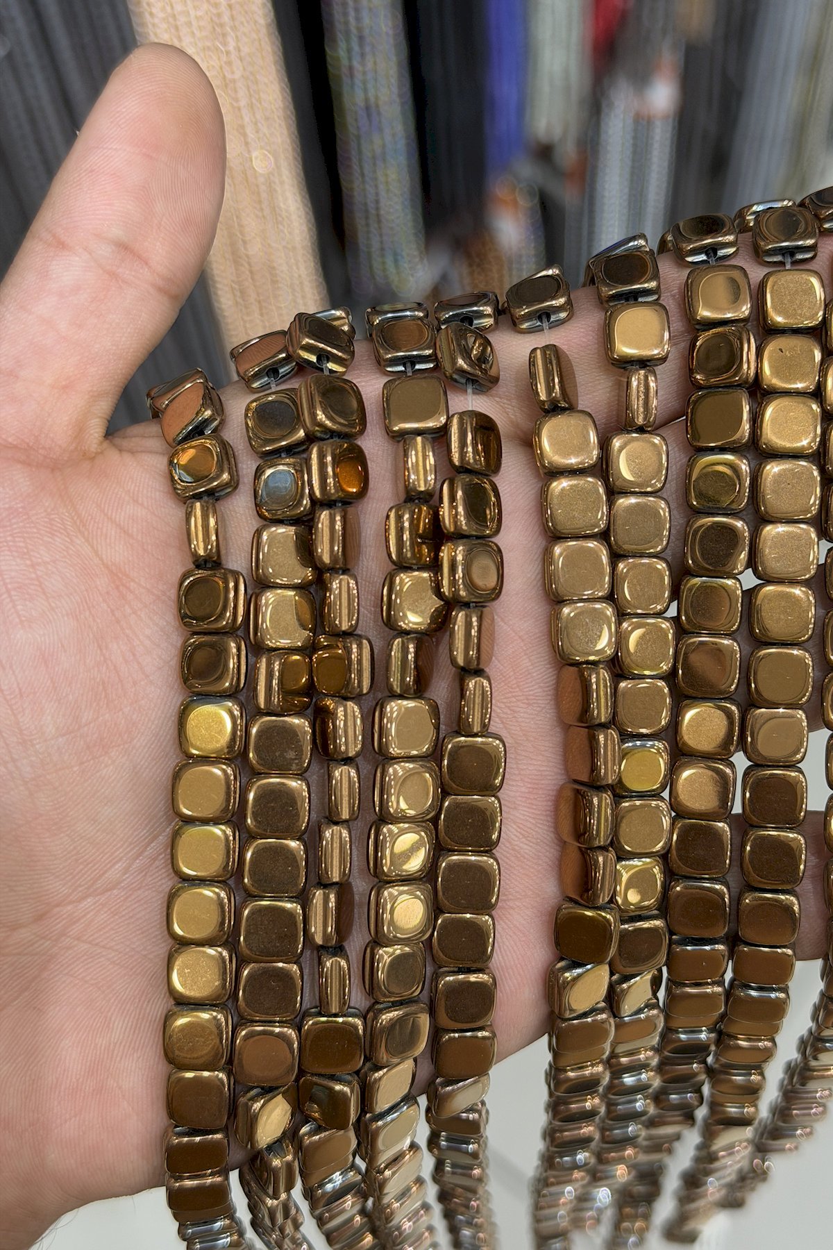 Hematit Taşı Yassı Kesim Parlak Kahverengi 8mm Doğal Taş Dizi
