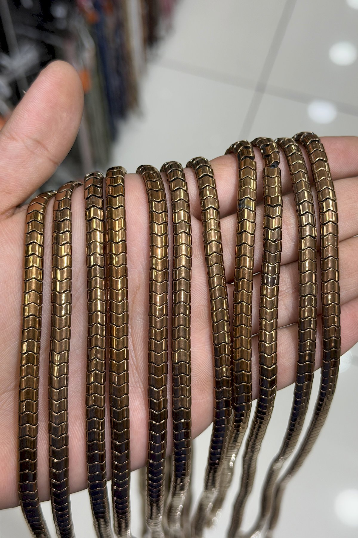 Hematit Taşı Yassı Kesim Parlak Kahverengi 6x4mm Doğal Taş Dizi