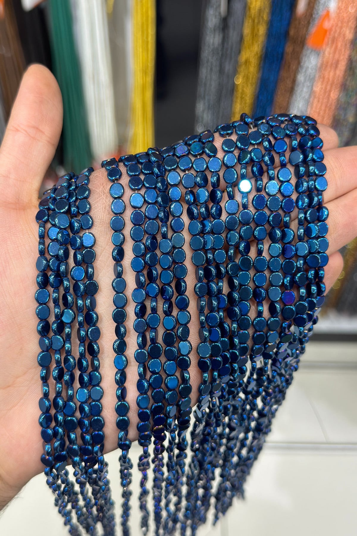 Hematit Taşı Yassı Kesim Parlak Mavi 6mm Doğal Taş Dizi