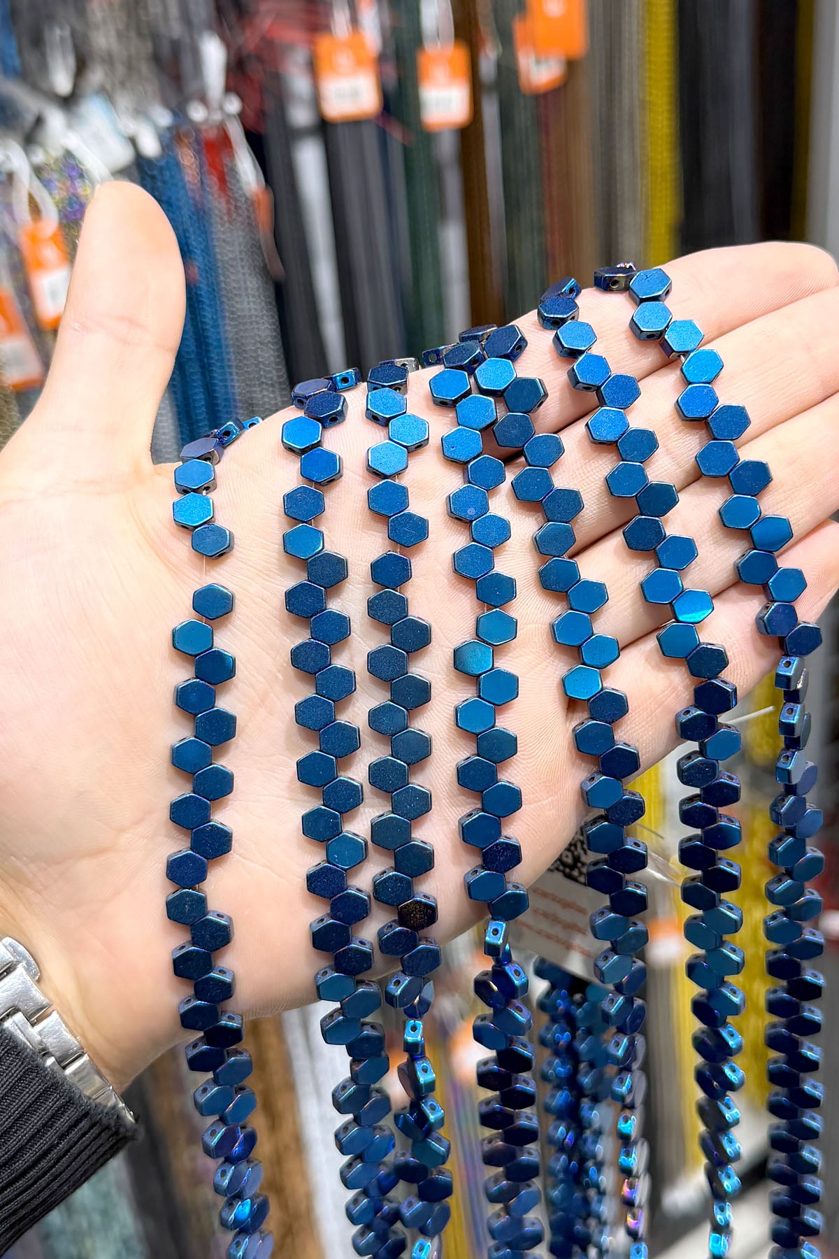 Hematit Taşı Yassı Kesim Parlak Mavi 7x7mm Doğal Taş Dizi