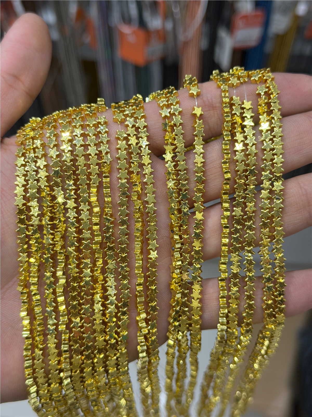 Hematit Taşı Yıldız Kesim Altın Sarı 4mm Doğal Taş Dizi