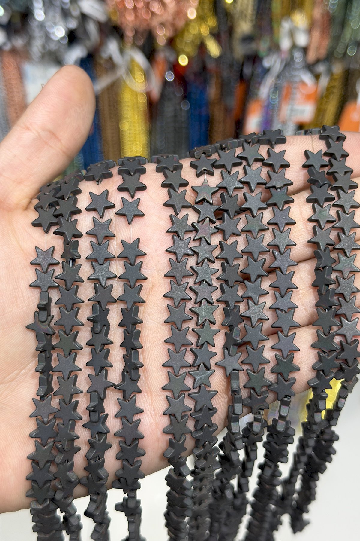 Hematit Taşı Yıldız Kesim Mat Siyah 8mm Doğal Taş Dizi