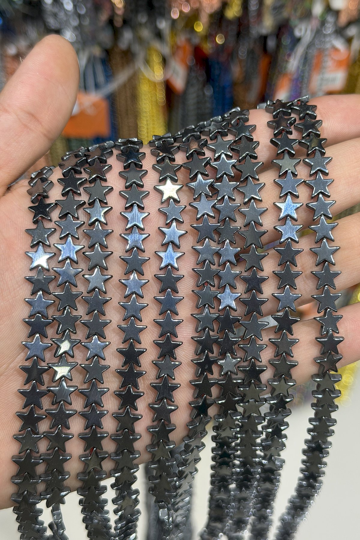 Hematit Taşı Yıldız Kesim Parlak Füme 8mm Doğal Taş Dizi