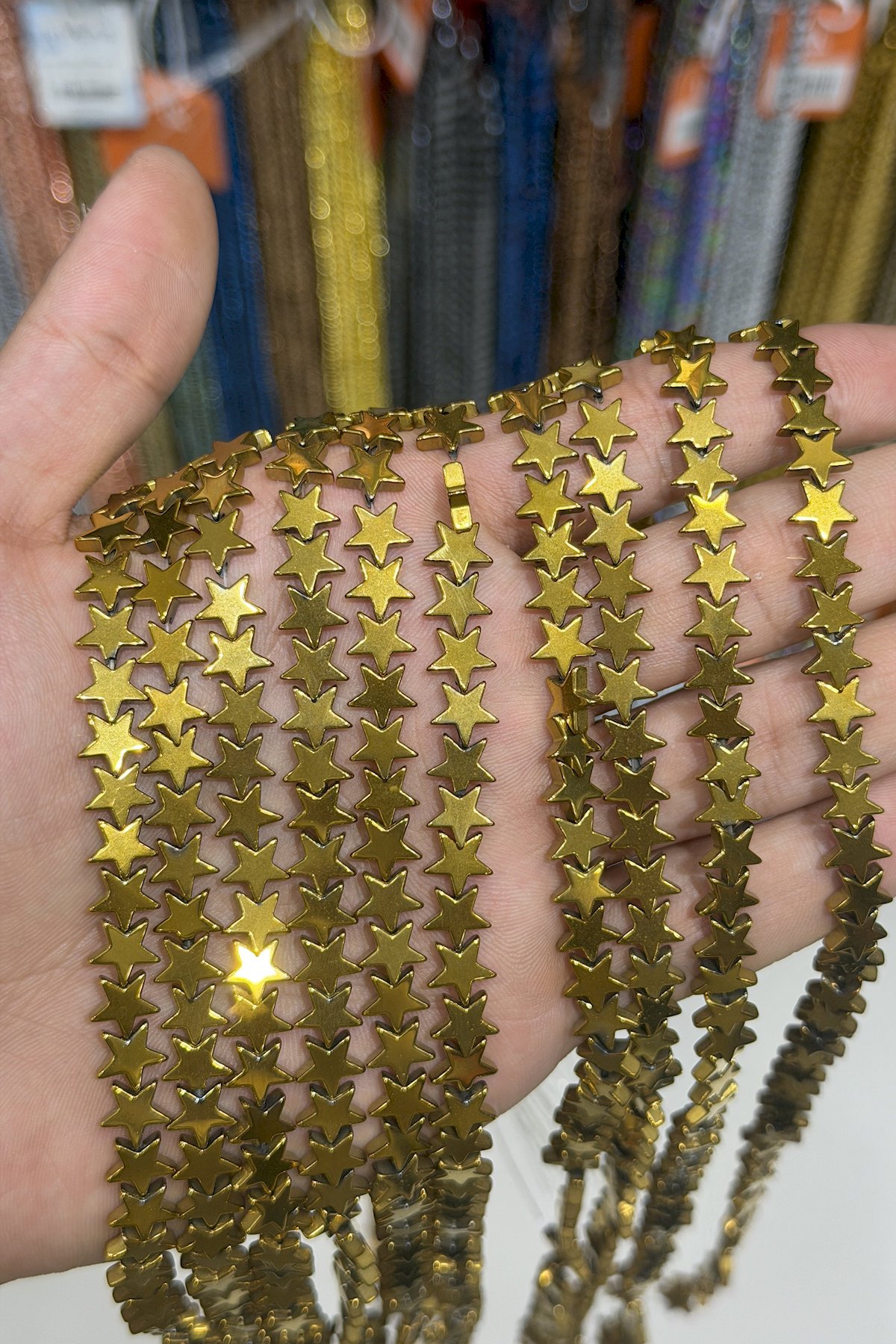 Hematit Taşı Yıldız Kesim Parlak Gold 8mm Doğal Taş Dizi