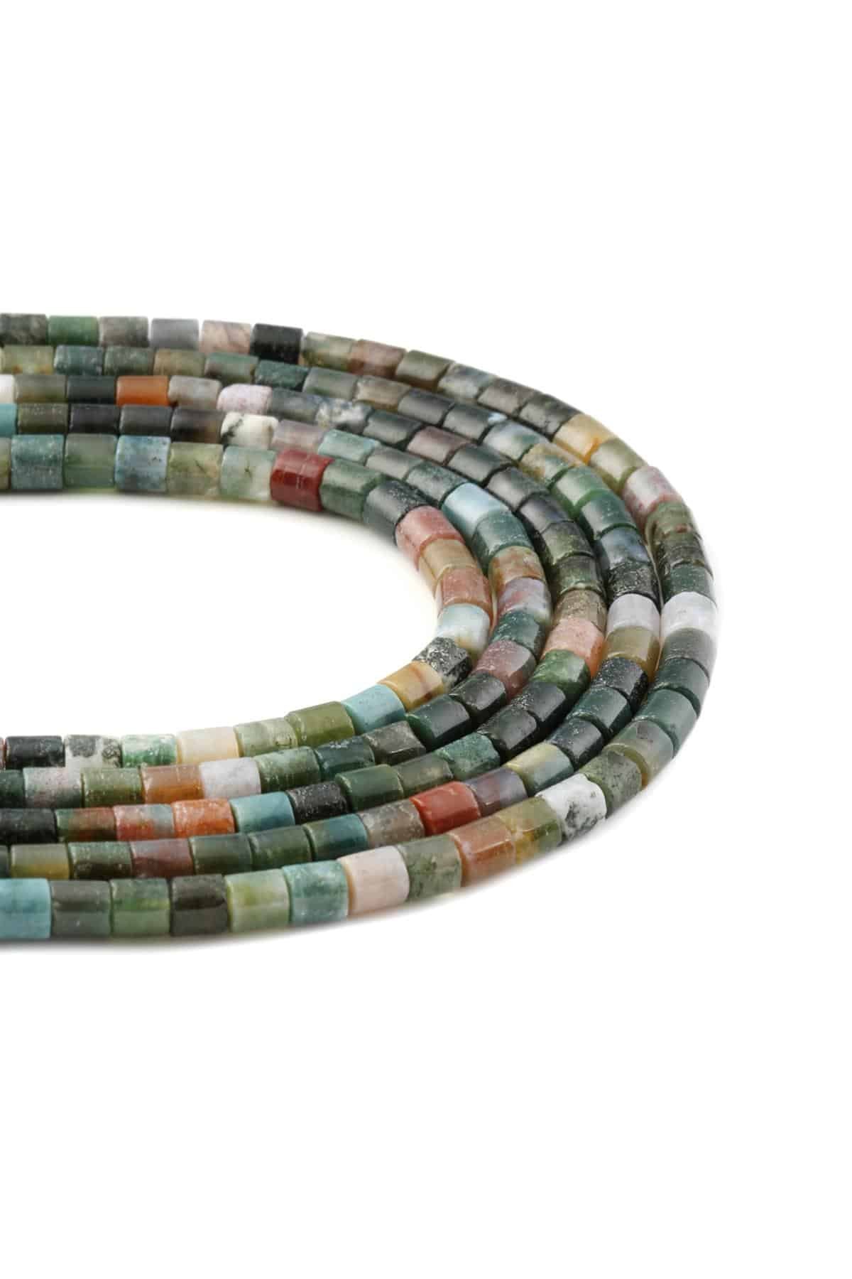 Indian Agate Natural Stone Cylinder Cut 6x6mm String Of Beads