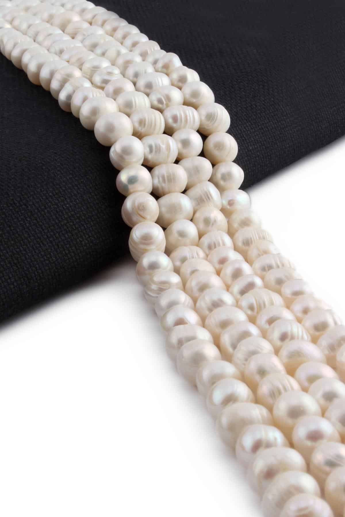 İnci Doğal Taş 9x10mm Dizi