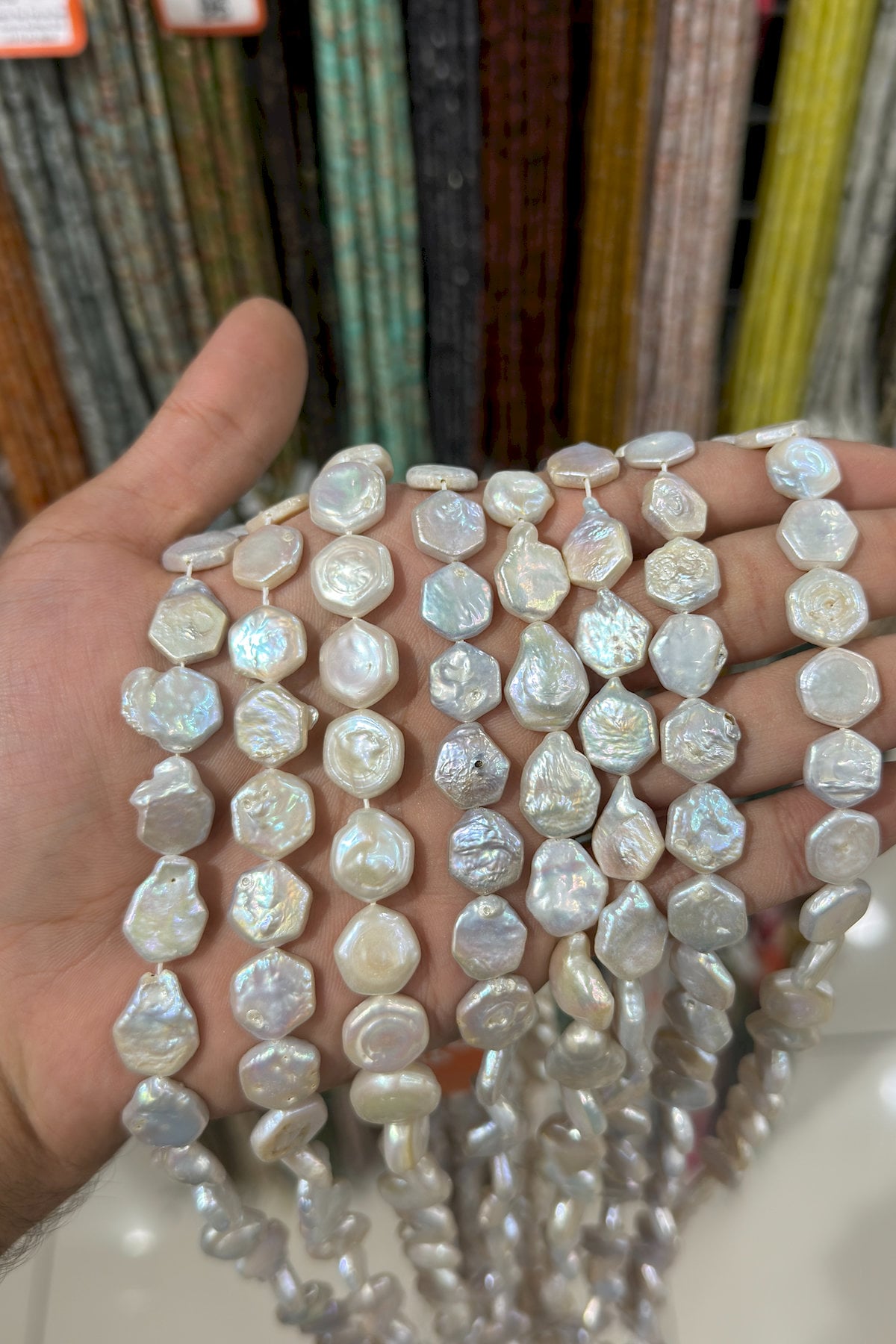 İnci Doğal Taş Yassı Altıgen 12mm Dizi