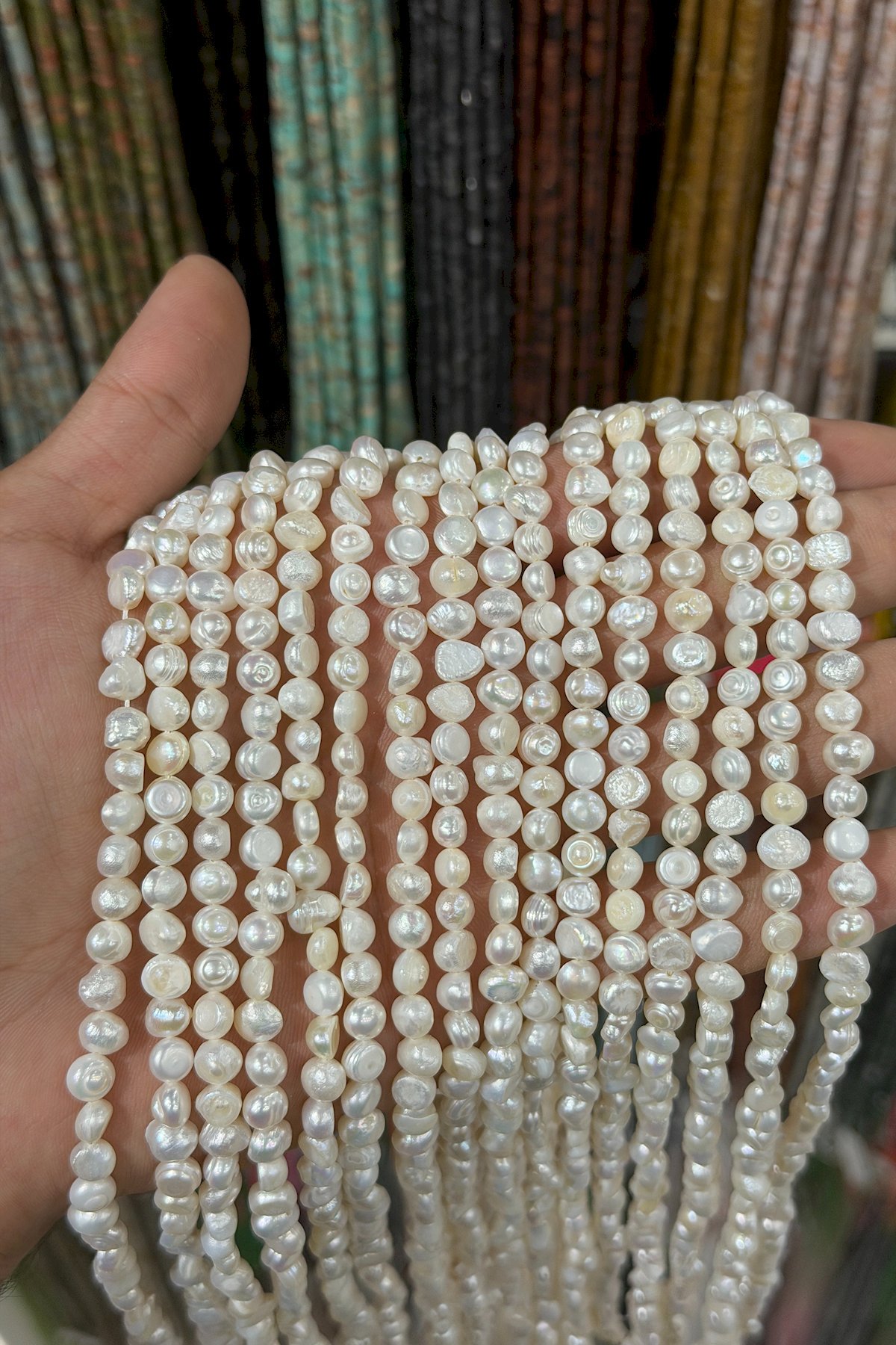 İnci Doğal Taş - Arka Düz Kesim 6-7mm Dizi B