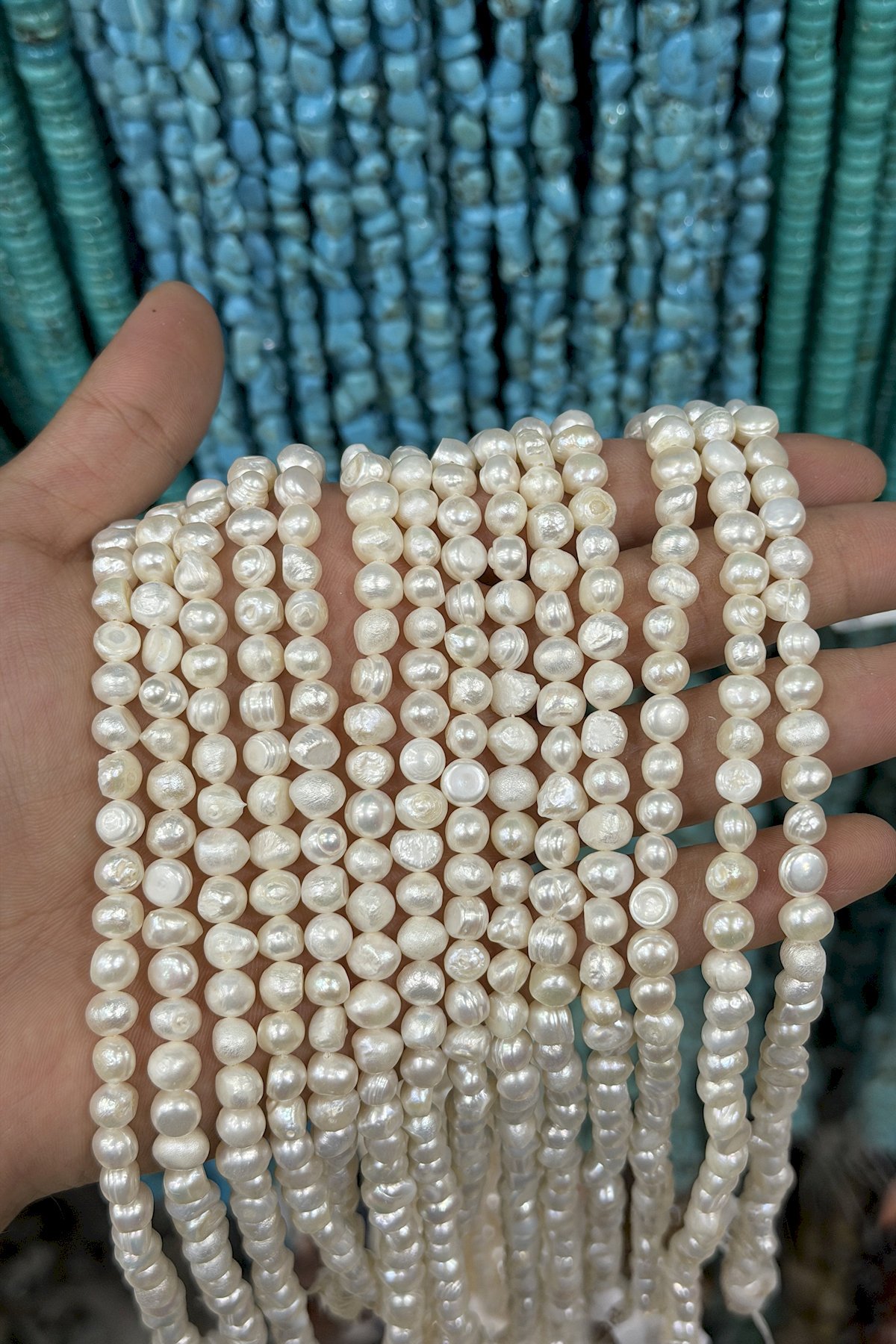 İnci Doğal Taş - Arka Düz Kesim 7-8mm Dizi B