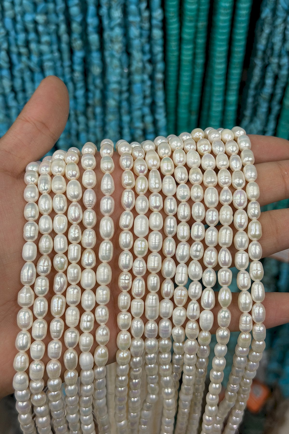 İnci Doğal Taş 6x7mm Dizi