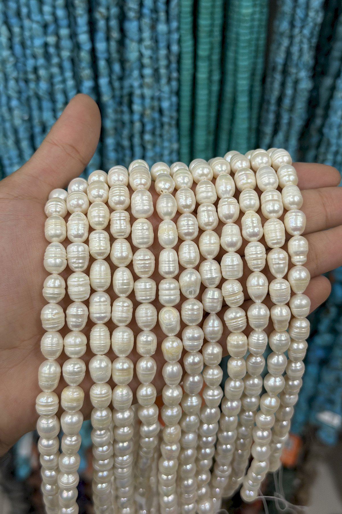 İnci Doğal Taş-Beyaz Arpa Amorf Kesim 9-10mm B