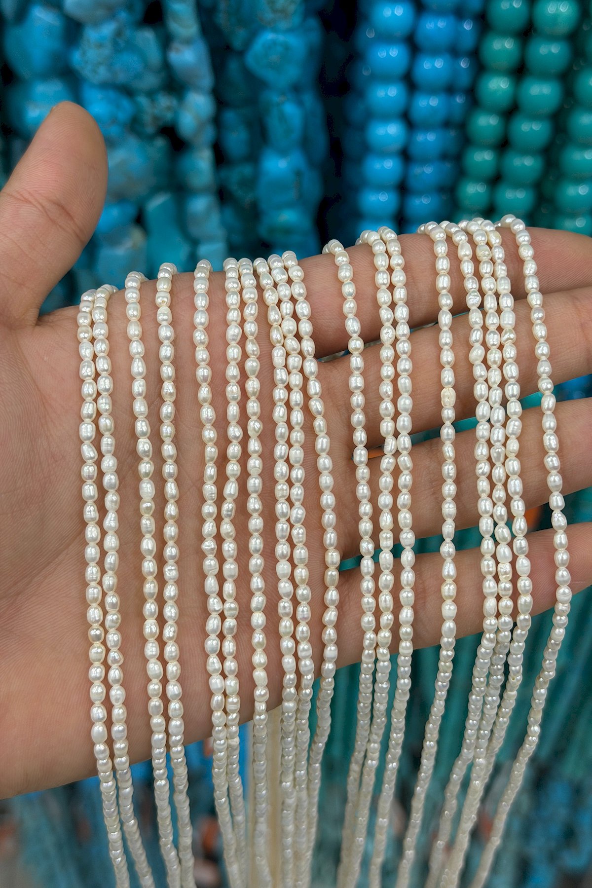 İnci Doğal Taş-Beyaz Arpa Amorf Kesim 2-3mm Dizi A