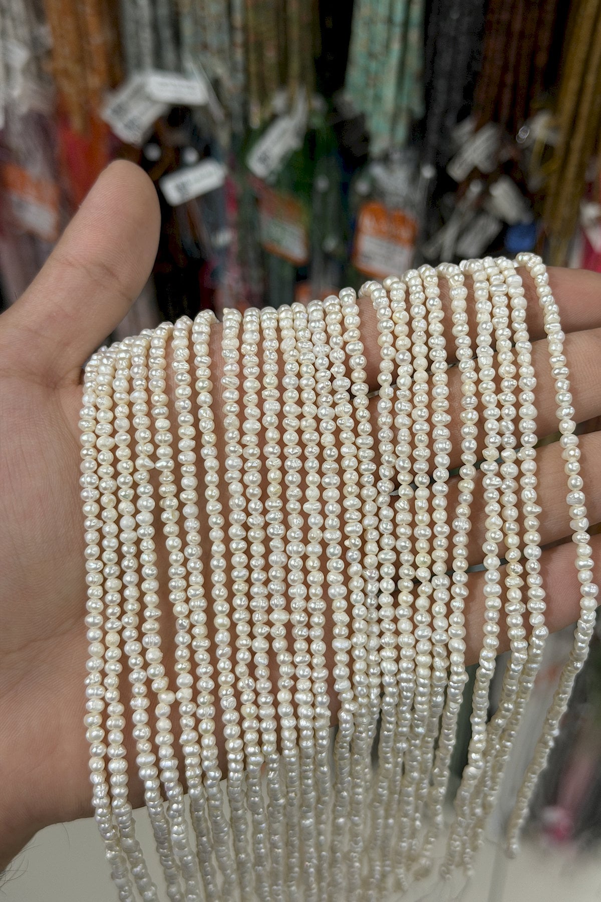 İnci Doğal Taş-Beyaz Küre Kesim 3.5mm Dizi B