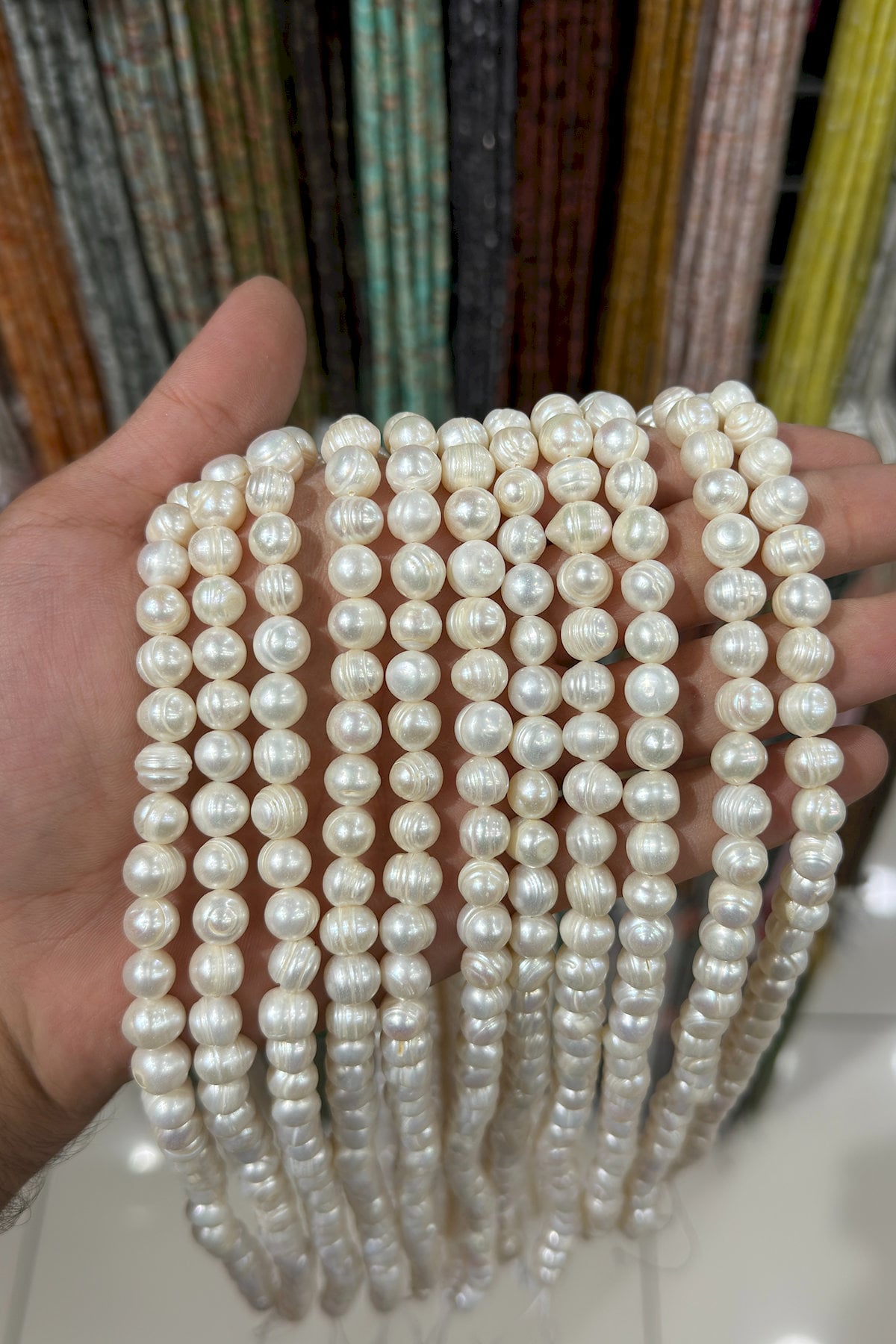 İnci Doğal Taş Beyaz 10.5mm Dizi