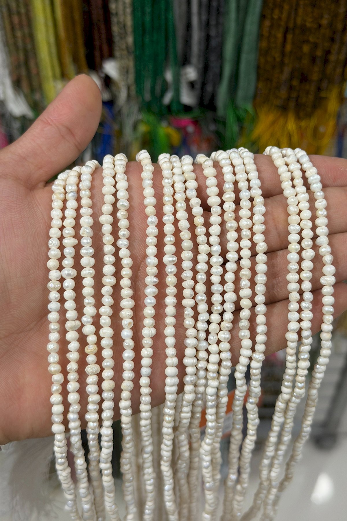 İnci Doğal Taş-Küre Kesim 3-4mm Dizi