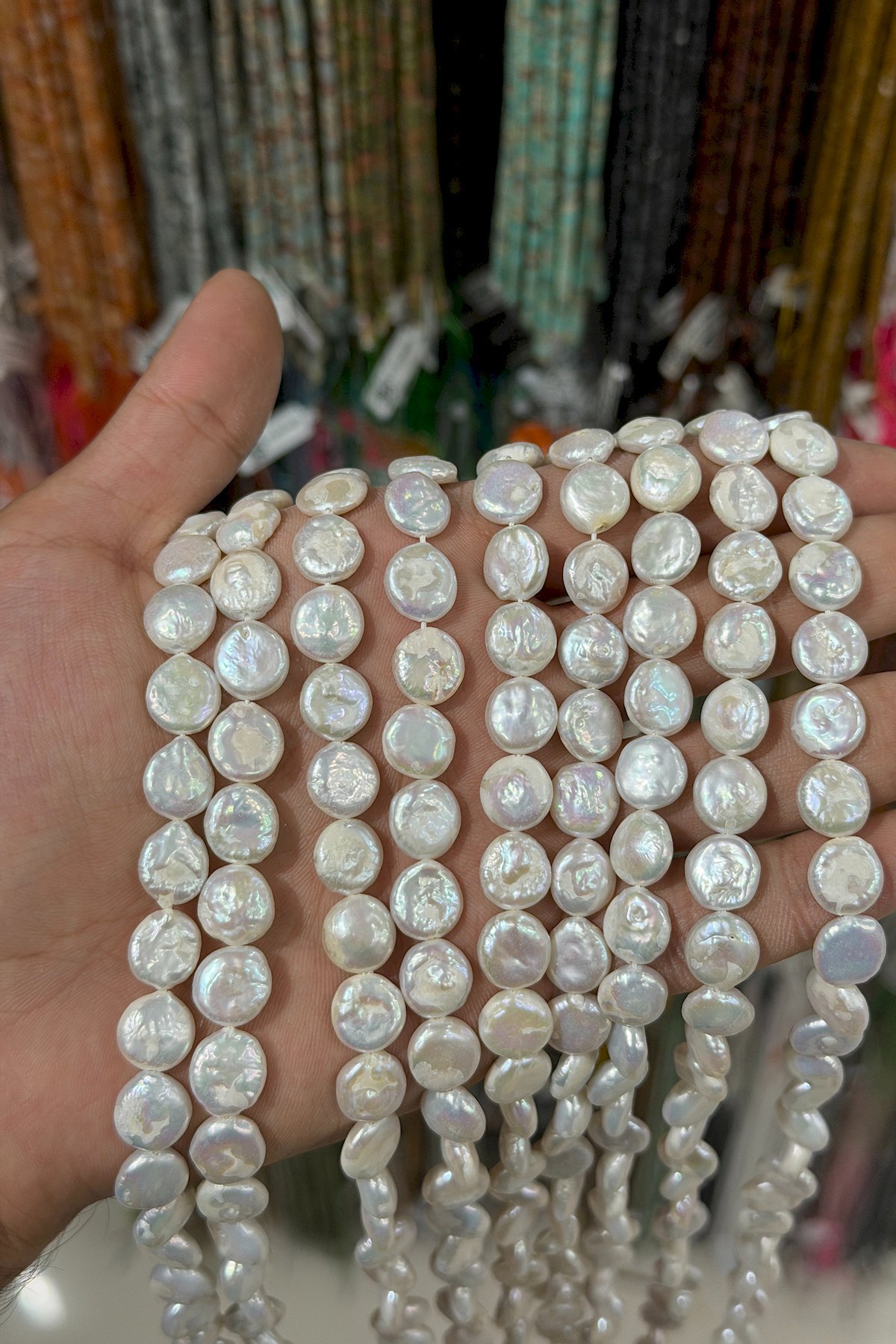 İnci Doğal Taş - Para Kesim 10-11mm Dizi AB