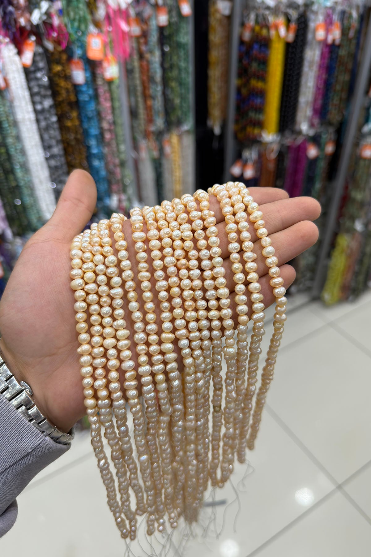 İnci Doğal Taş Pembe Küre Kesim 6mm Dizi