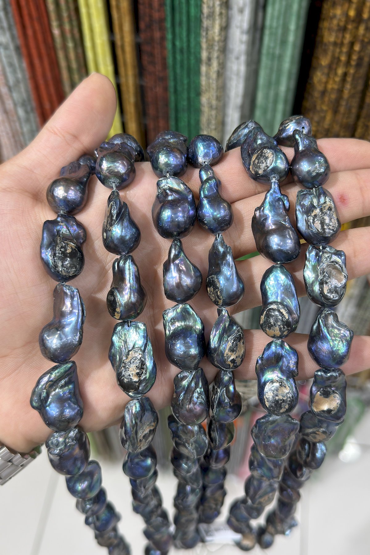 İnci Doğal Taş Siyah Barrok Kesim 16×30mm Dizi
