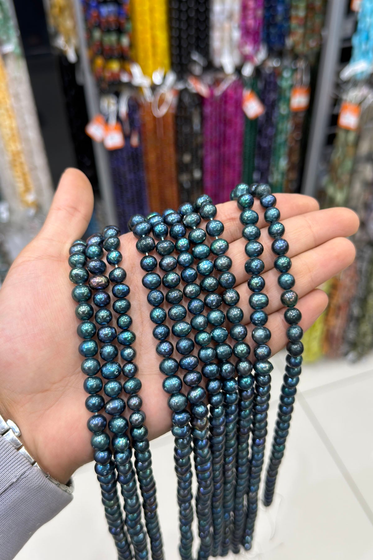 İnci Doğal Taş Siyah Küre Kesim 8mm Dizi