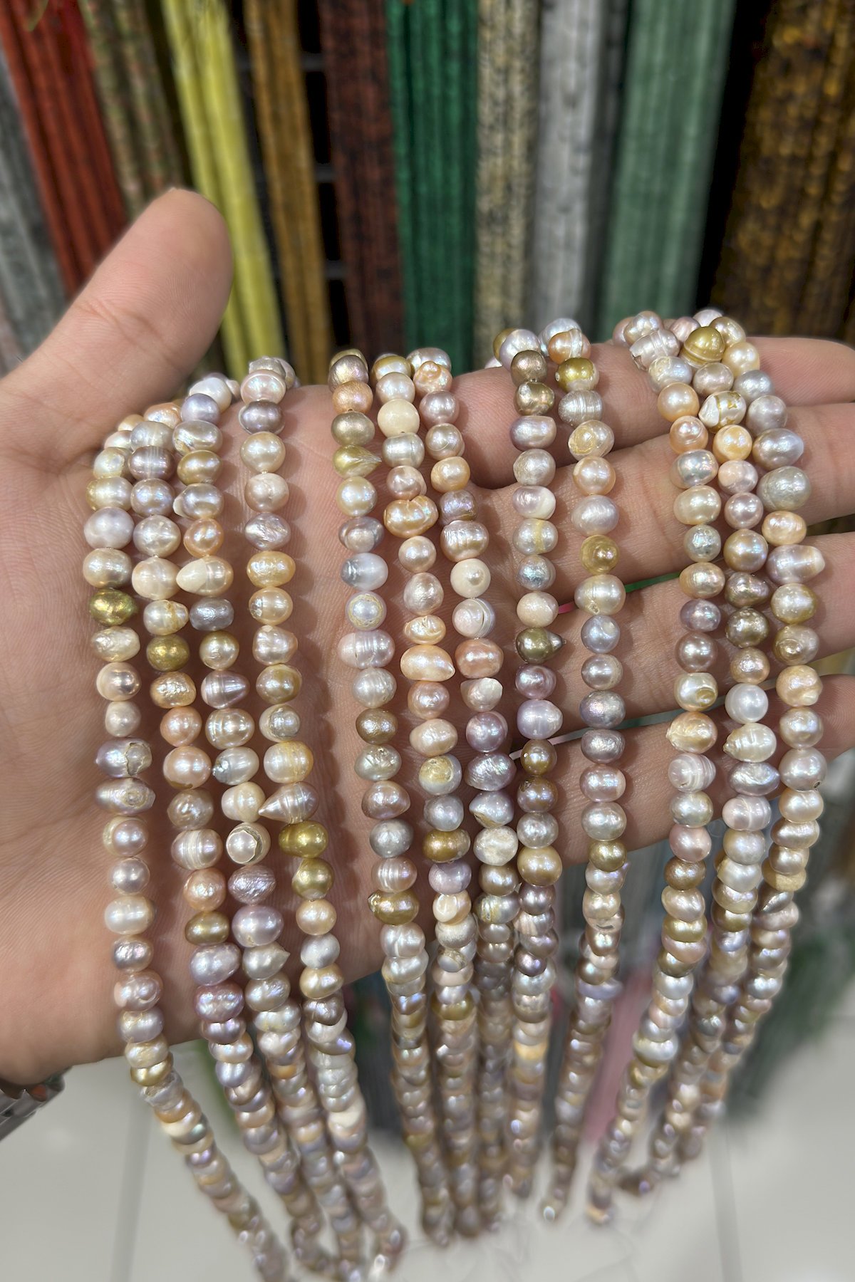 Pearl Stone Round-Cut 4mm Bead Strand [AB+]
