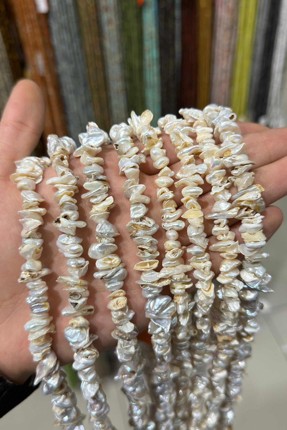 İnci Doğal Taş Şekilsiz Rondela Kesim 10x3mm Dizi