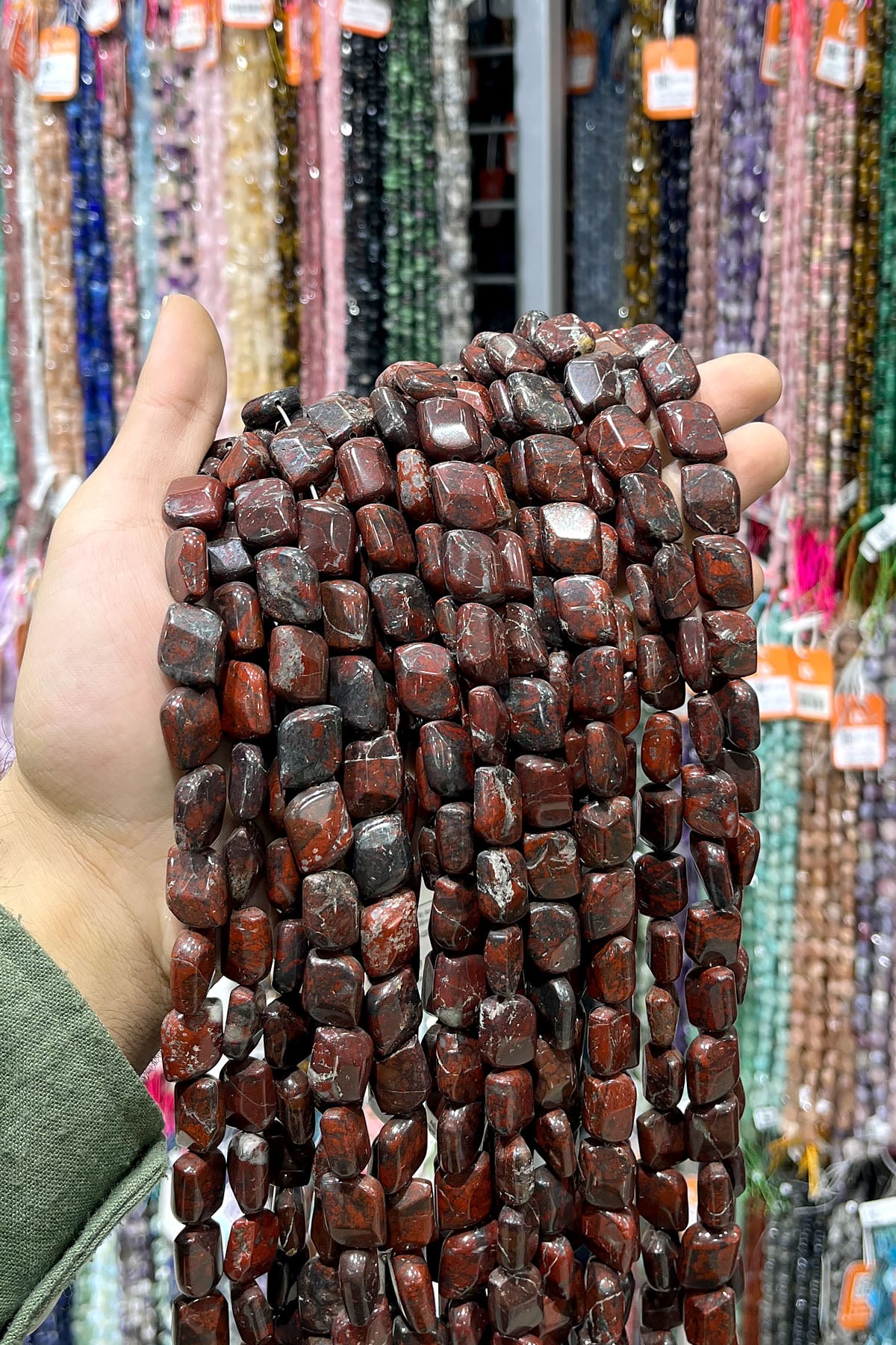 Jasper Doğal Taş Bordo Küp Kesim 12x16mm Dizi