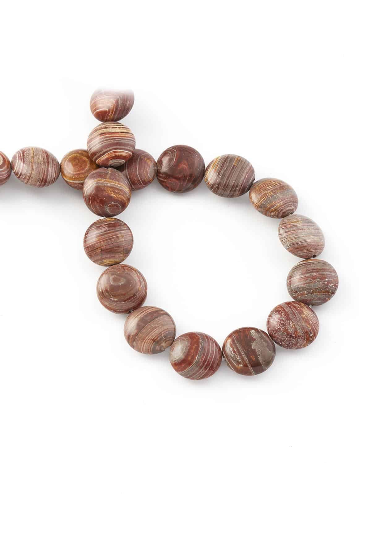 Jasper Natural Stone Circle Cut 14mm String Of Beads