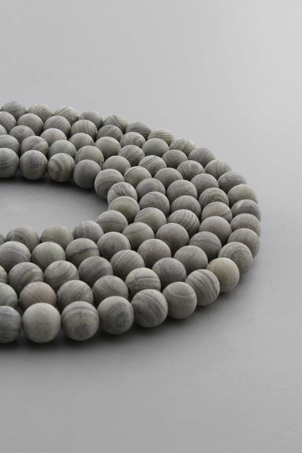 Jasper Taşı Küre Kesim Mat Açık Yeşil 8mm Doğal Taş Dizi