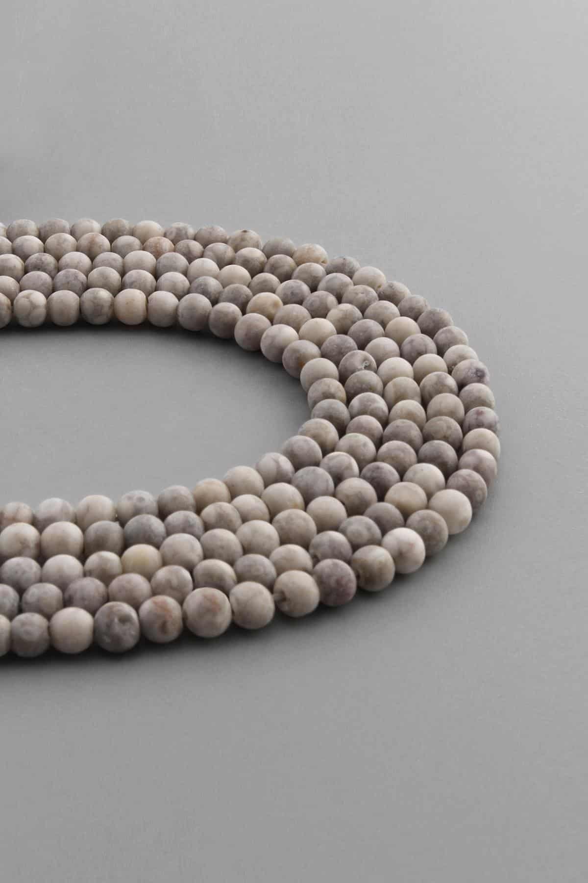 Jasper Natural Stone Matte Globe Cut 4mm String Of Beads