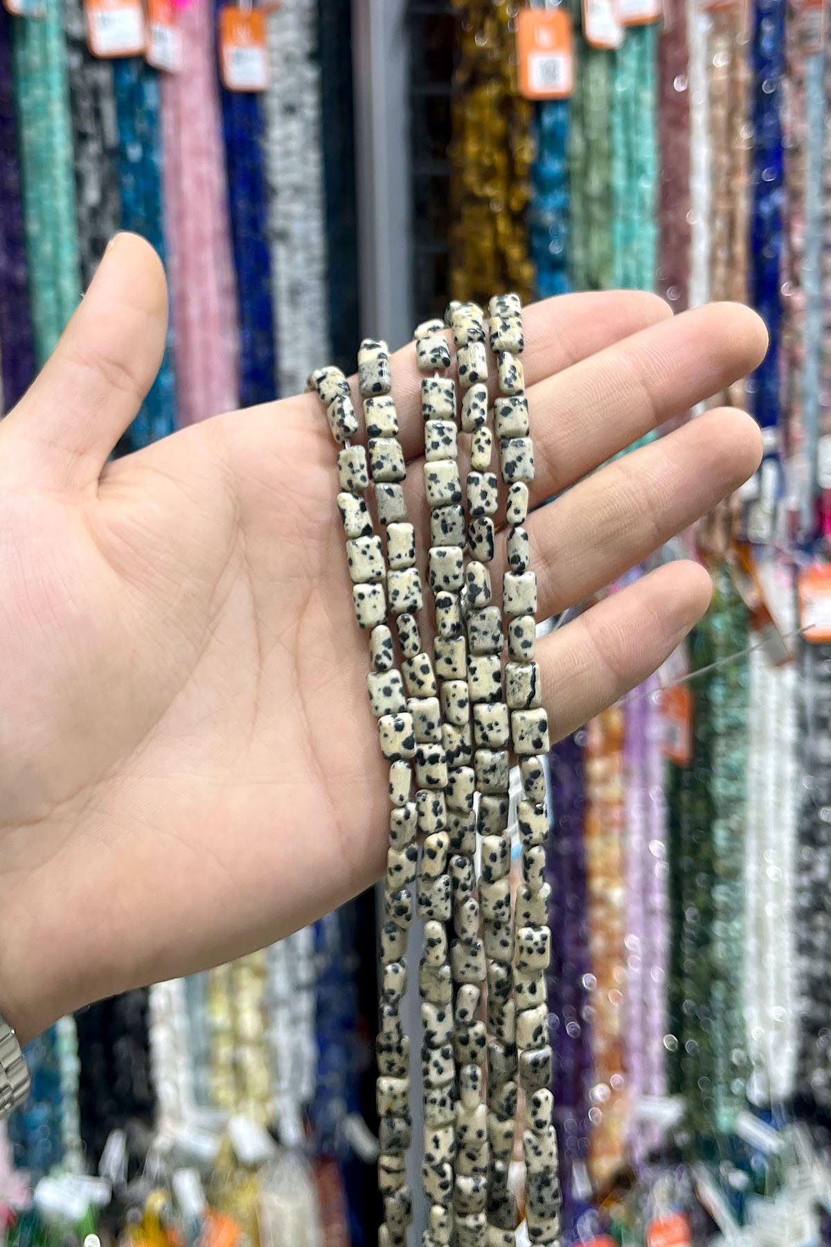 Jasper Doğal Taş Parlak Krem Yassı Dikdörtgen Kesim 6x8mm Dizi [AA]