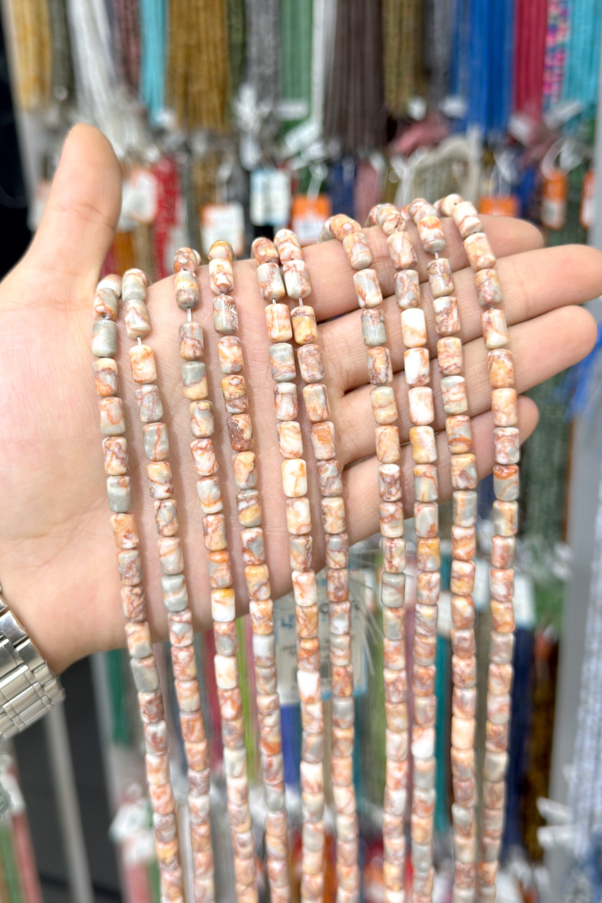 Jasper Doğal Taş Parlak Silindir Kesim 6x10mm Dizi [AA]
