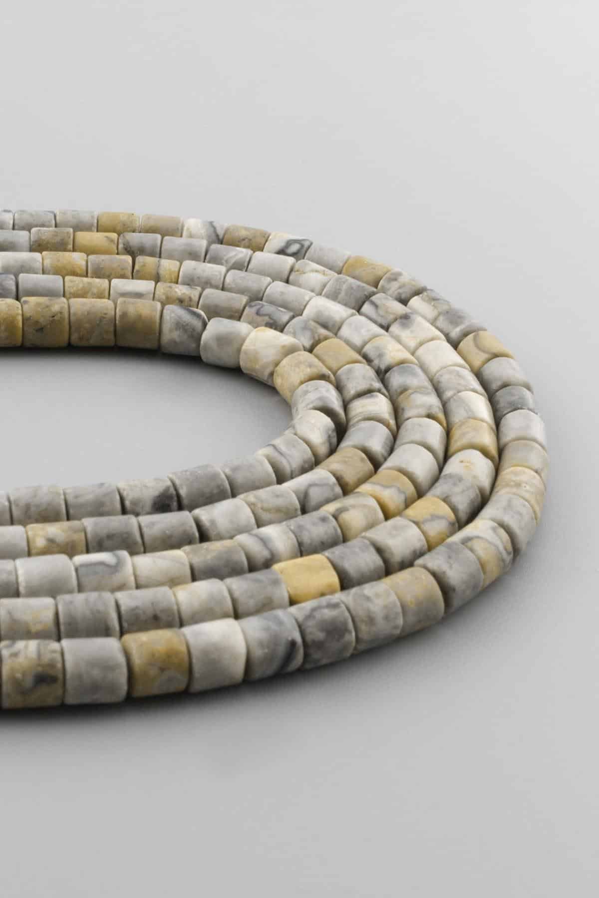 Jasper Natural Stone Cylinder Cut 6x6mm String Of Beads