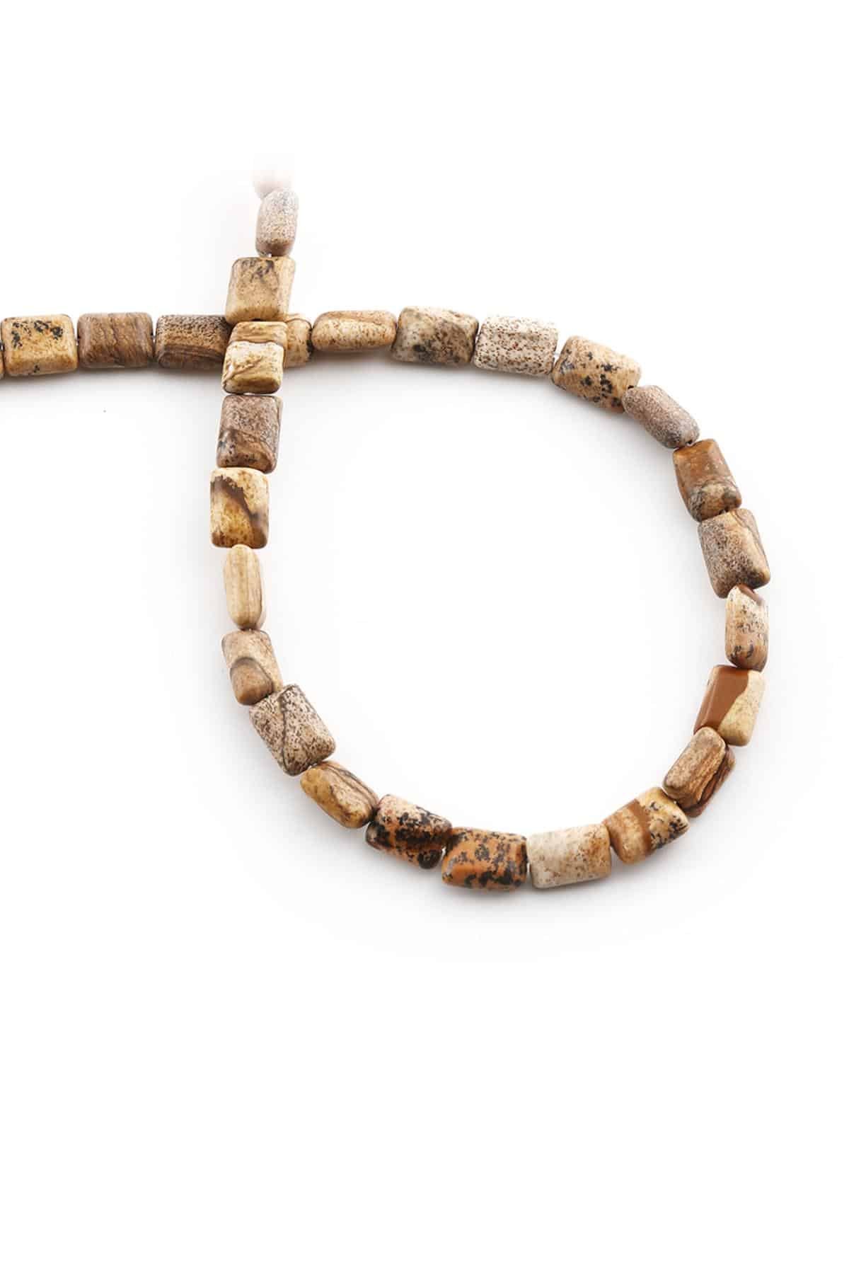 Jasper Taşı Dikdörtgen Kesim Parlak Kahverengi 6x8mm Doğal Taş Dizi [AA]
