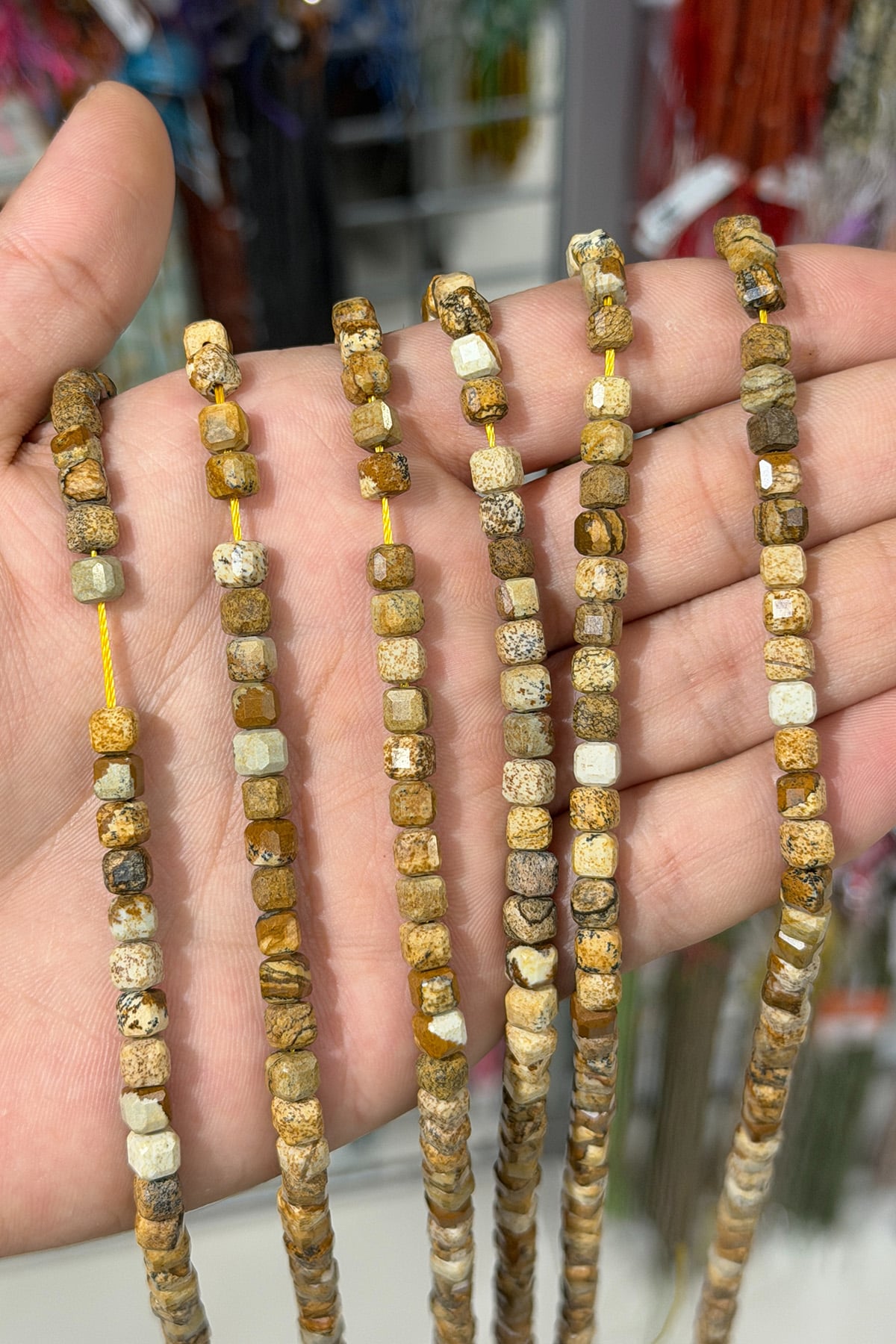 Jasper Taşı Küp Faset Kesim 6mm Doğal Taş Dizi