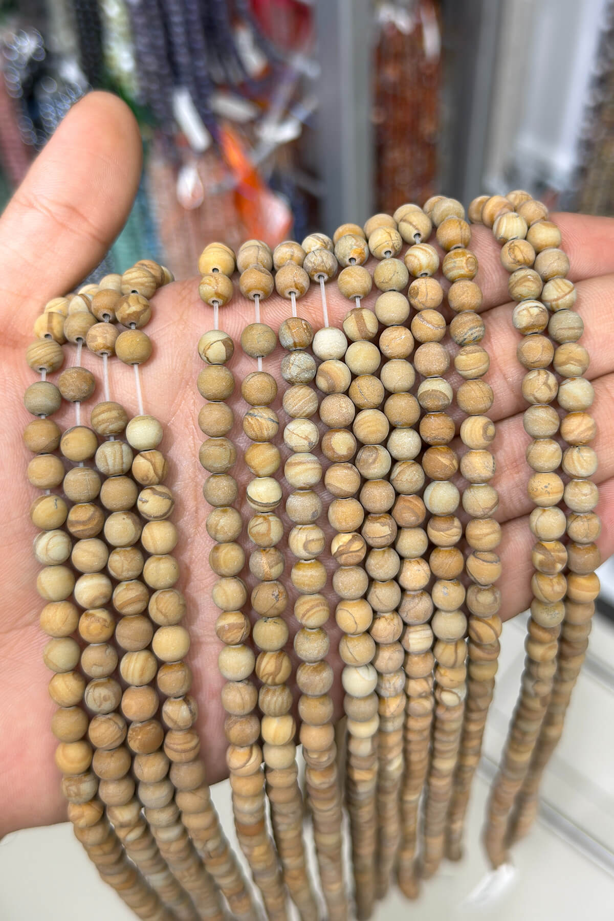 Jasper Taşı Küre Kesim Mat 6mm Doğal Taş Dizi