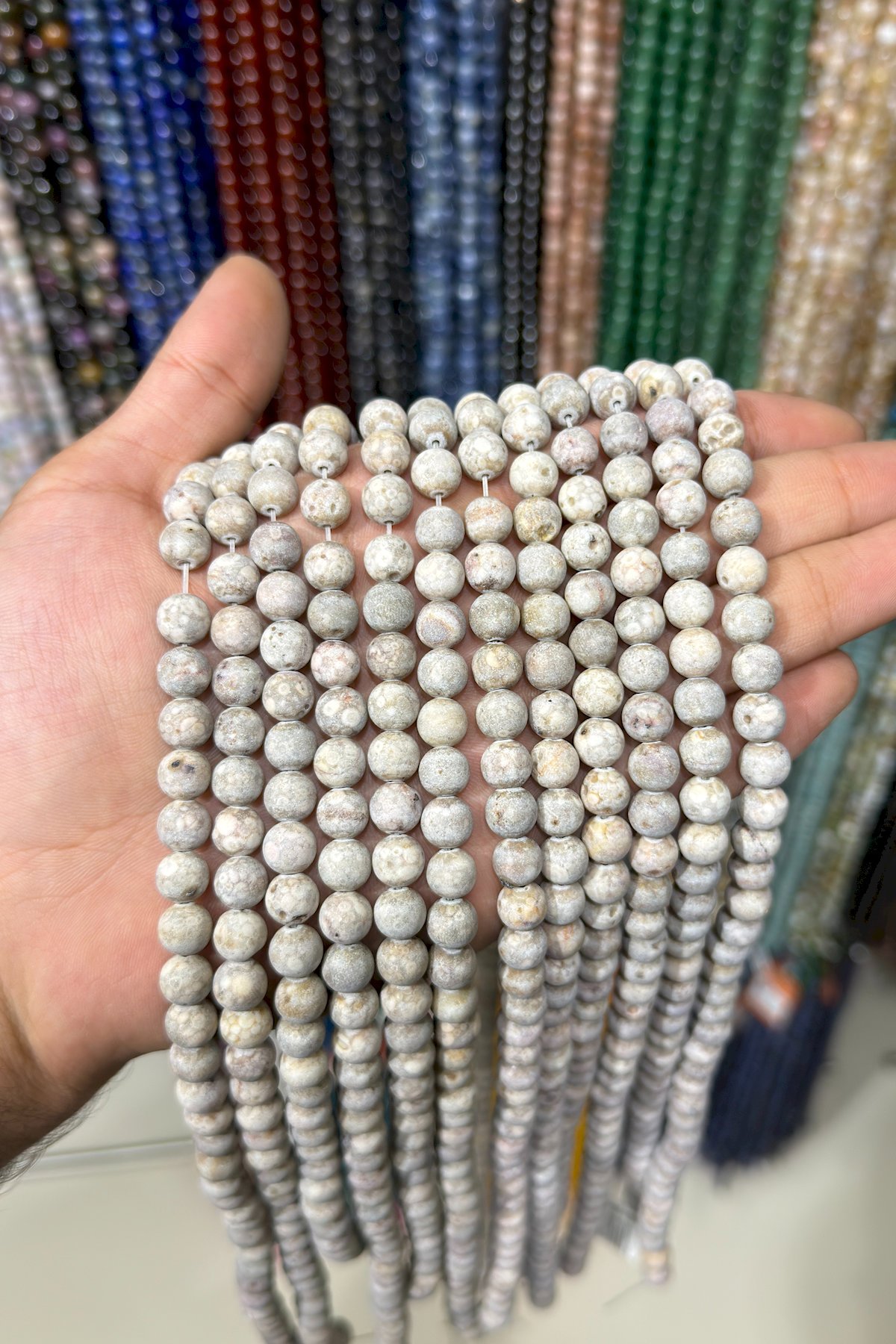 Jasper Taşı Küre Kesim Mat 8mm Doğal Taş Dizi [AA]