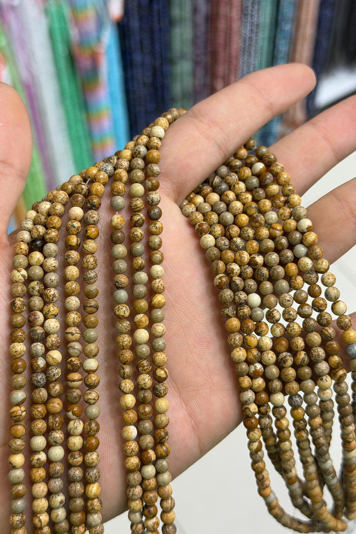 Jasper Natural Stone Globe Cut 4mm String Of Beads