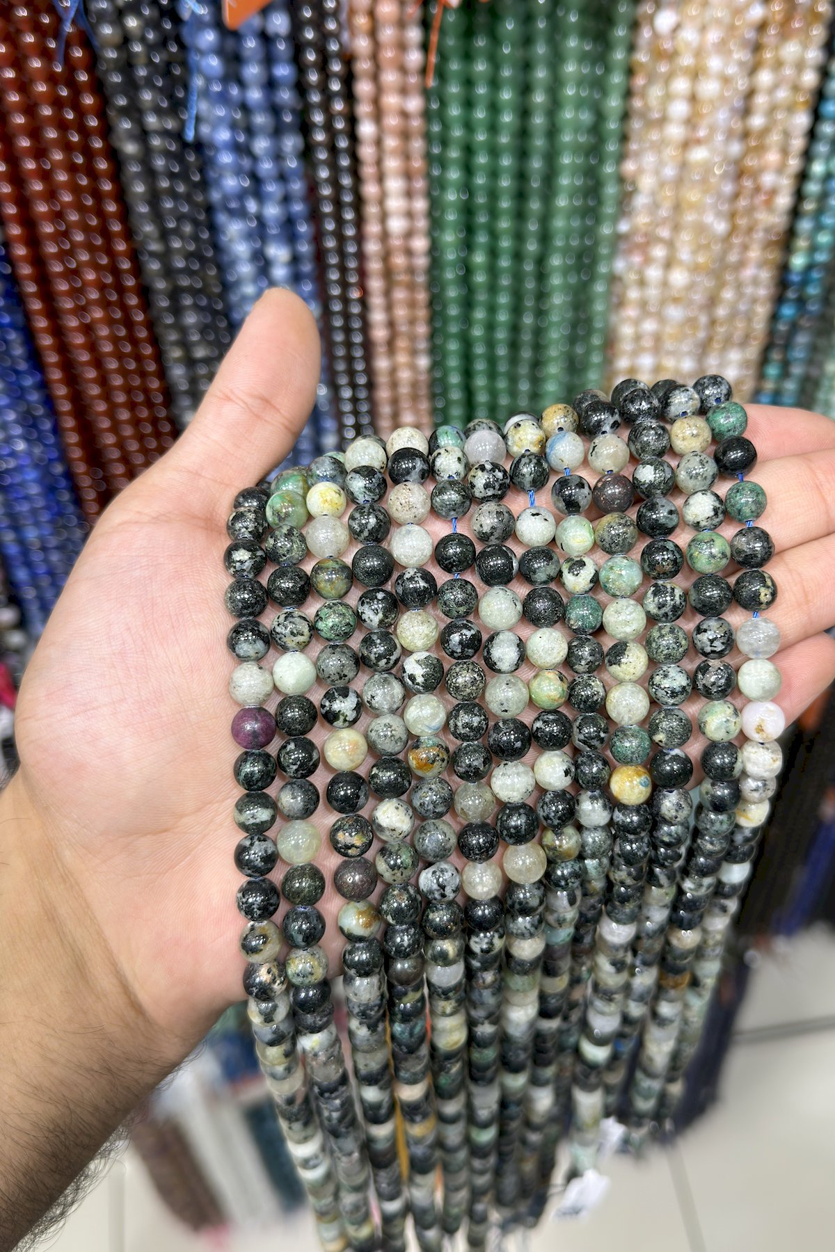 Jasper Taşı Küre Kesim Parlak 8mm Doğal Taş Dizi [AB+]