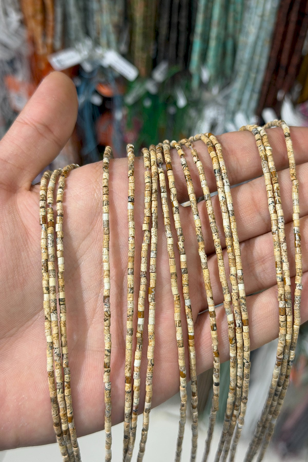 Jasper Natural Stone Cylinder Cut 2x2mm String Of Beads