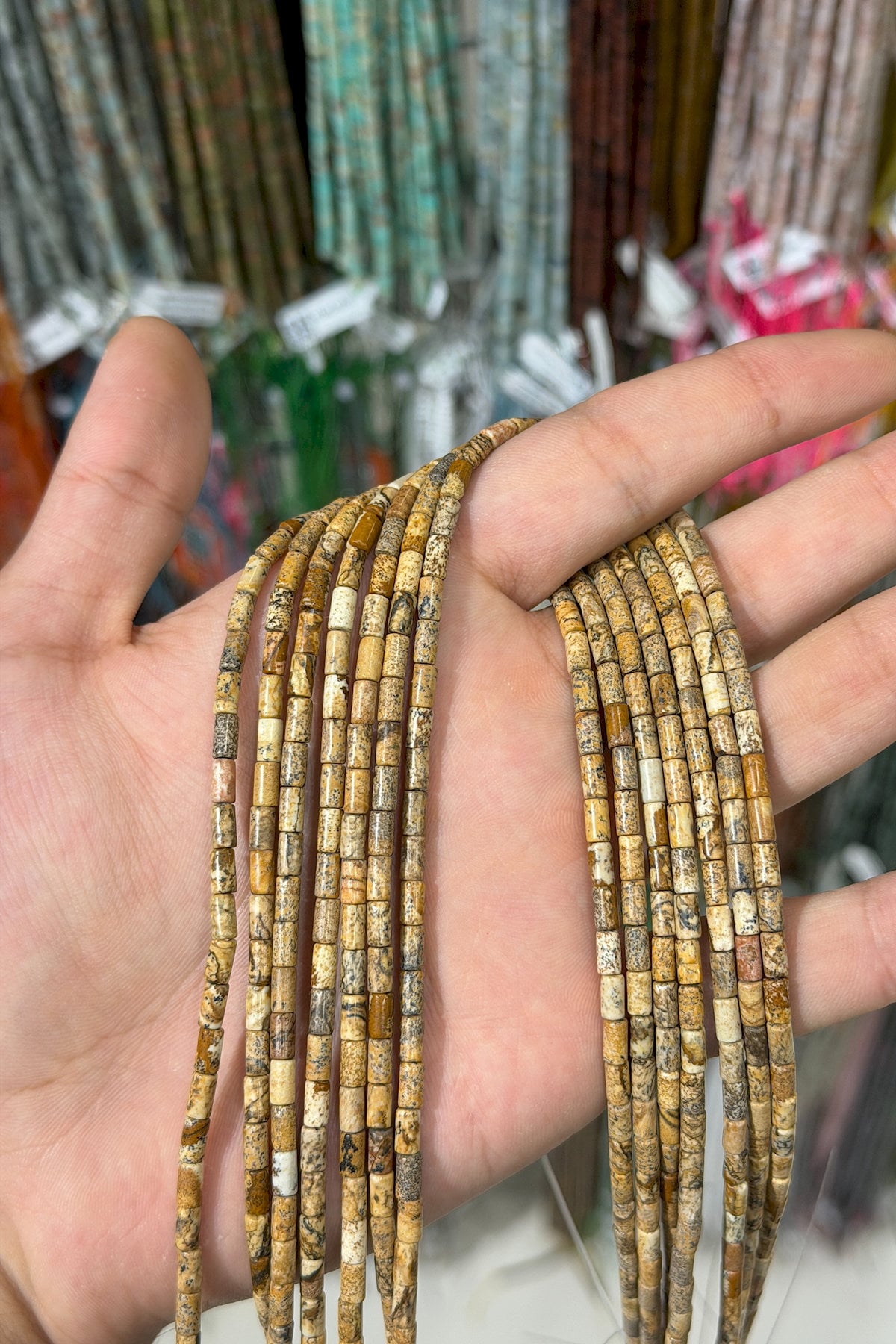 Jasper Taşı Silindir Kesim Parlak 3x6mm Doğal Taş Dizi [AA]